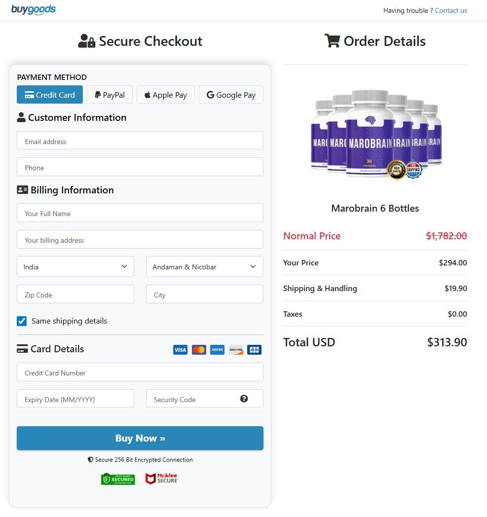 Marobrain order page